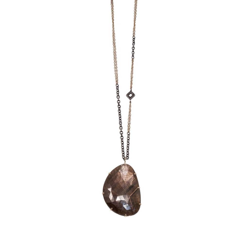 NEW JAMIE JOSEPH women's 14k sapphire necklace in brown